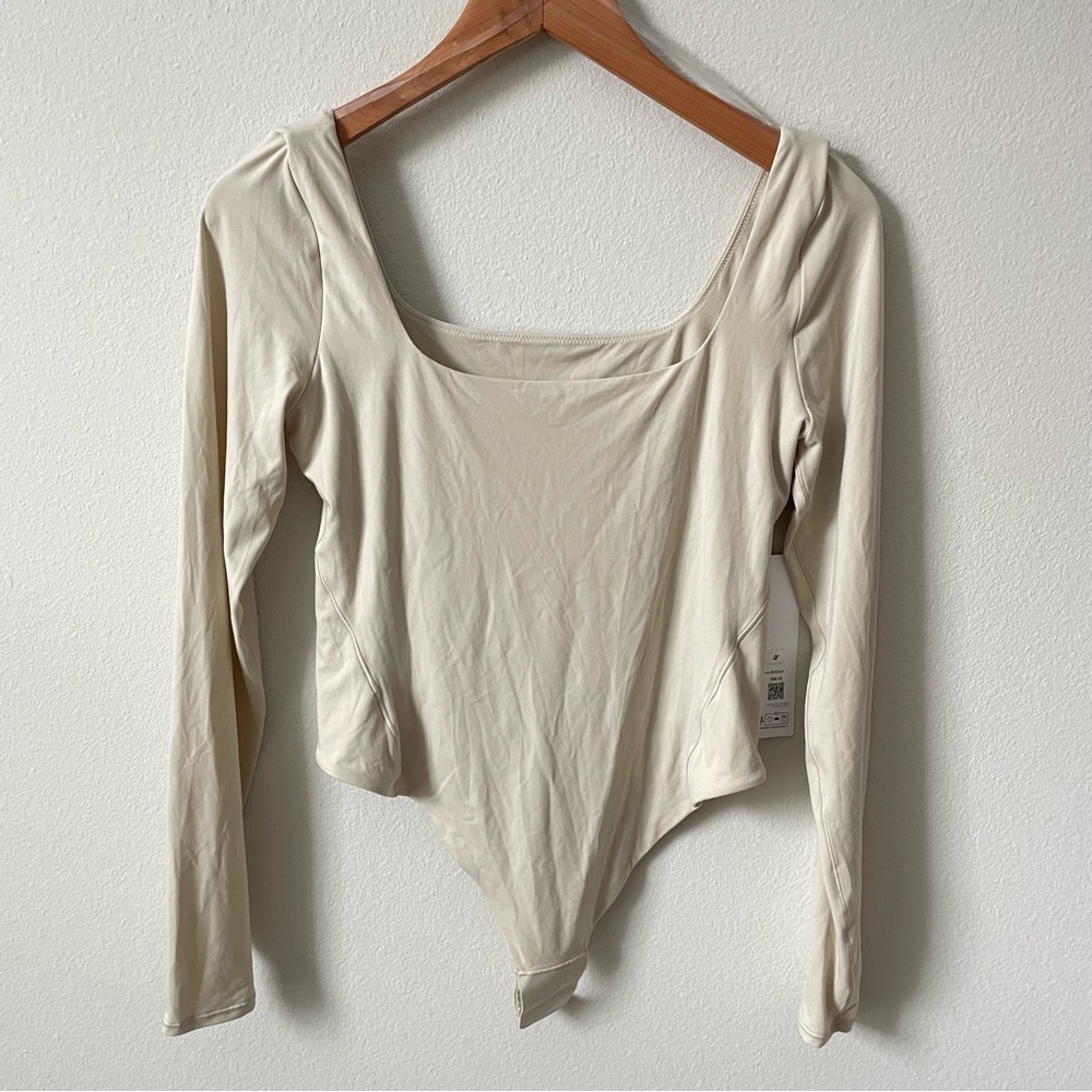 NWT Lululemon Wundermost Ultra-Soft Nulu Square-Neck Long-Sleeve Mojave Tan SZ M